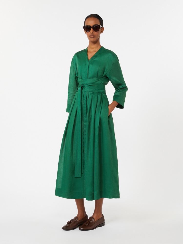 Kleid aus Ramie-Canvas - GRUEN - 1