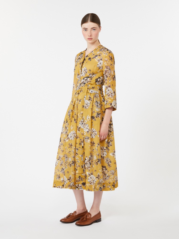 Printed ramie dress - LEMON - 2