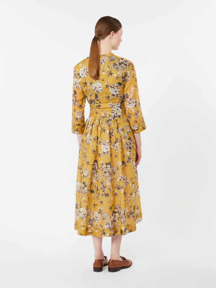 Printed ramie dress - LEMON - 3
