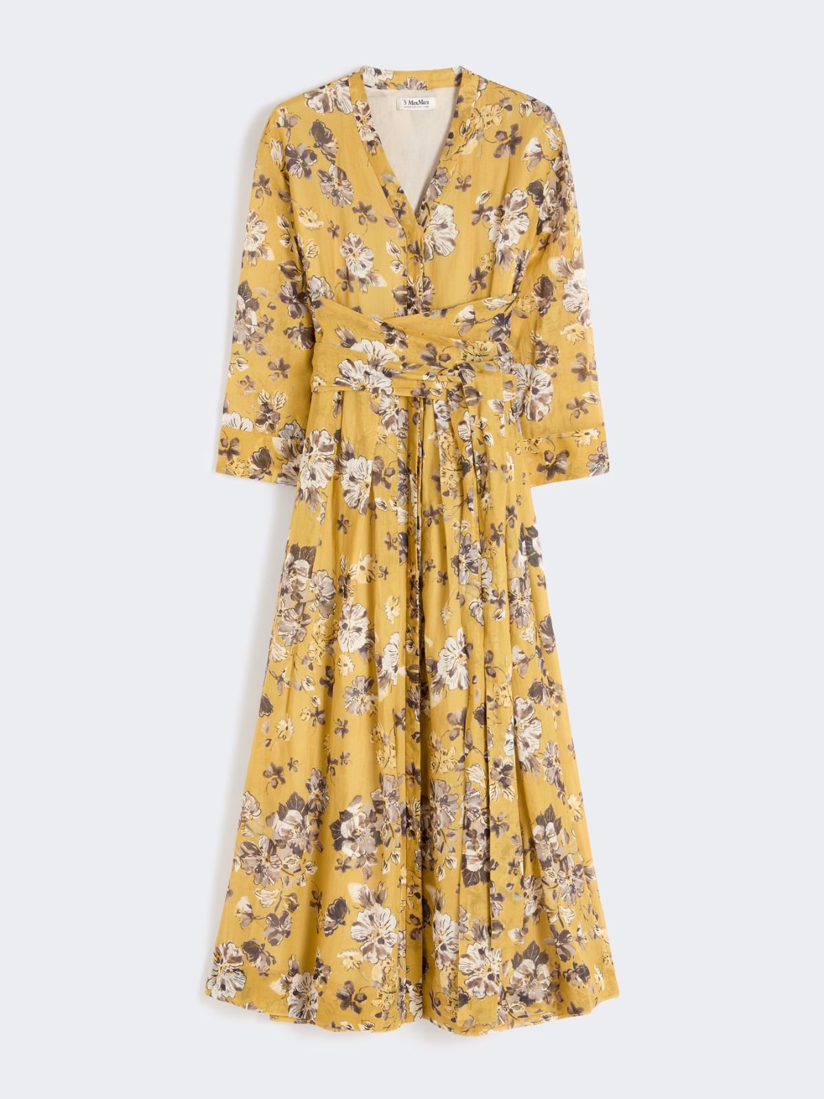 Printed ramie dress - LEMON - 4