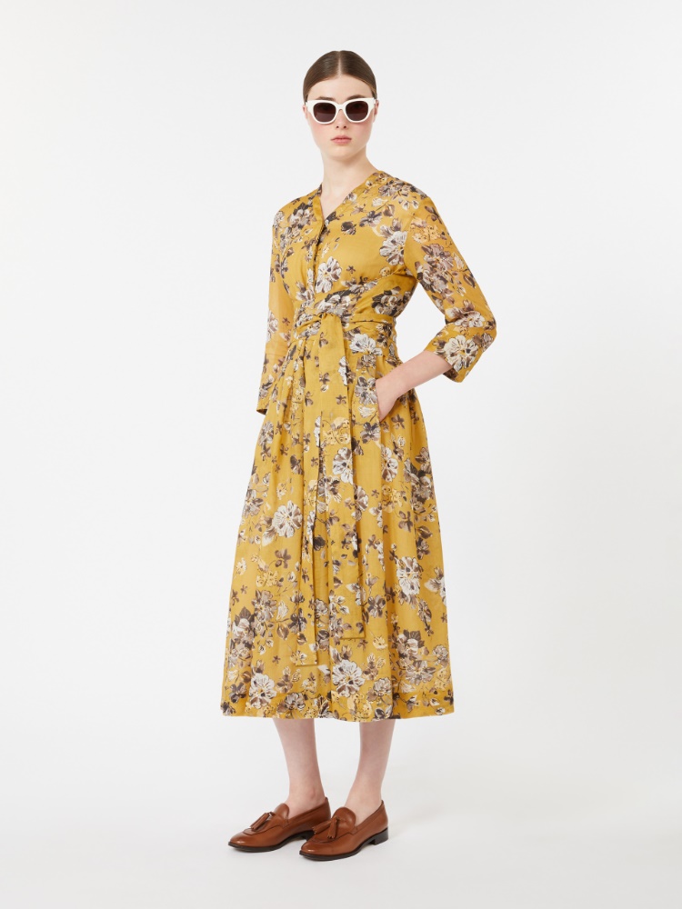 Printed ramie dress - LEMON - 1