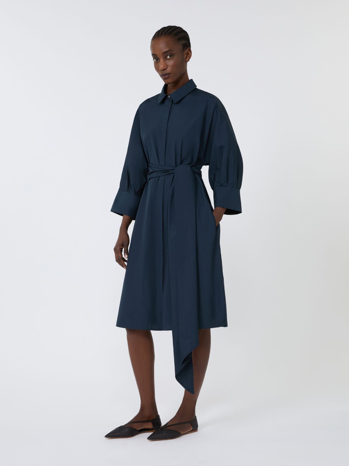 Cotton shirt dress - MIDNIGHTBLUE - Max Mara - 2