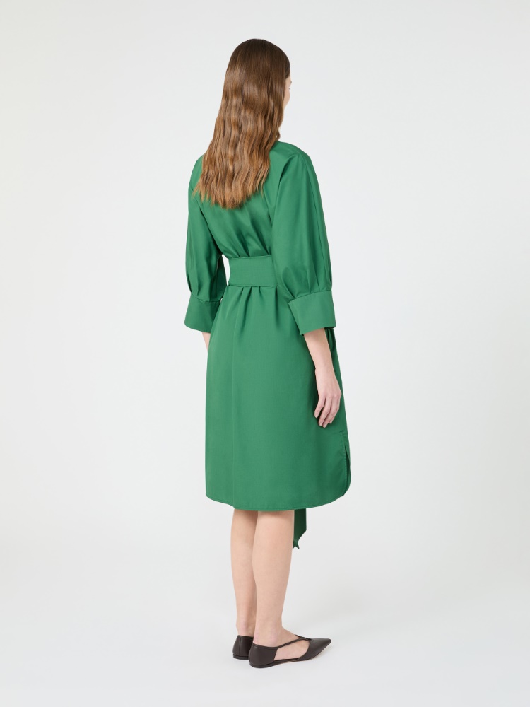 Cotton shirt dress - GREEN - 3