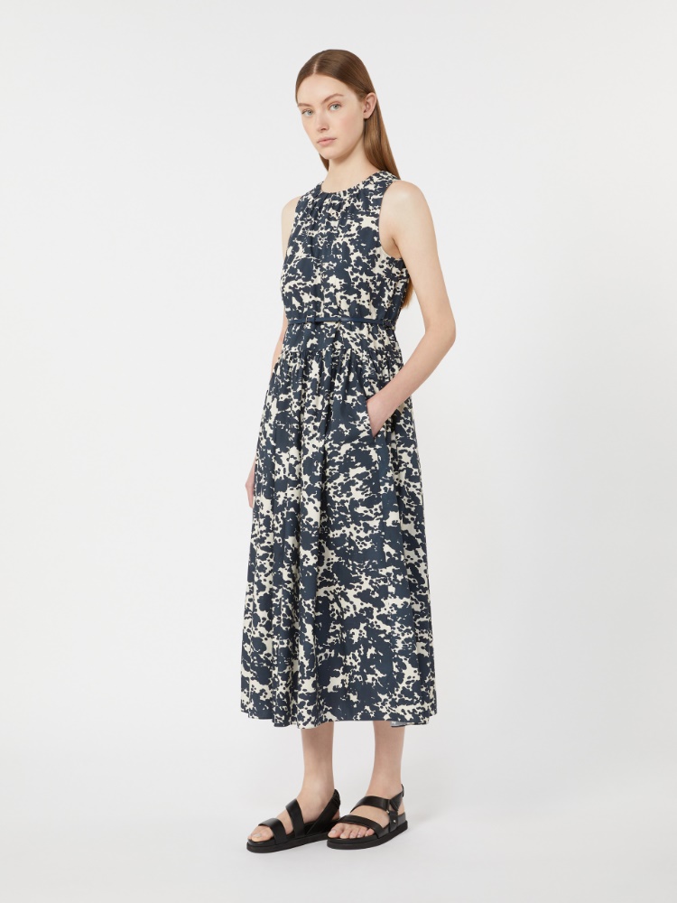 Printed cotton dress with belt - ULTRAMARINE - Max Mara