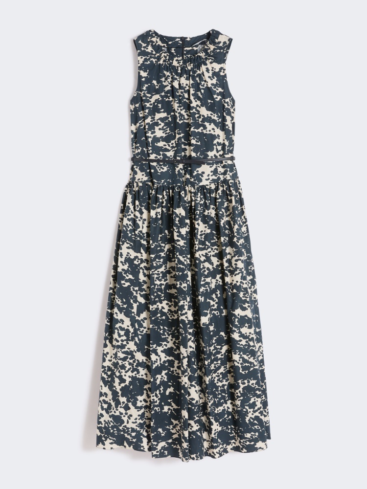 Printed cotton dress with belt - ULTRAMARINE - Max Mara