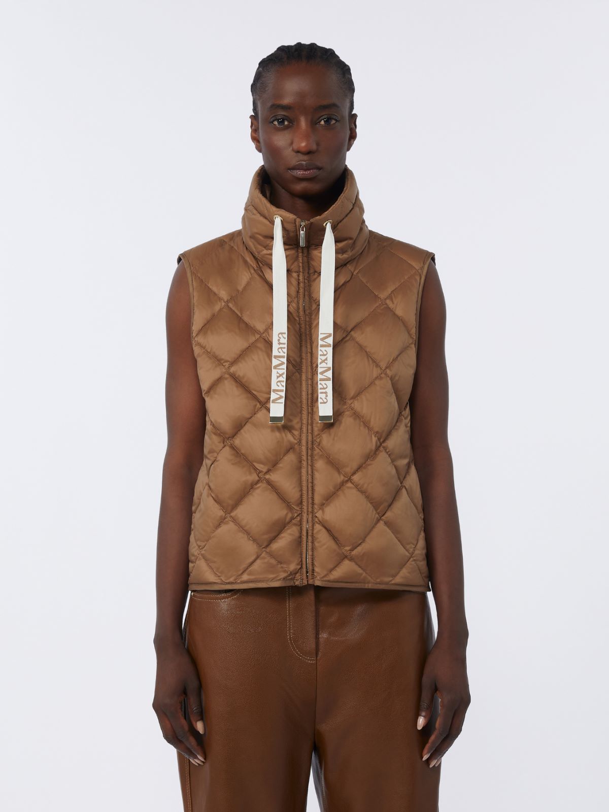Padded water-repellent nylon canvas gilet - CARAMEL - Max Mara - 4