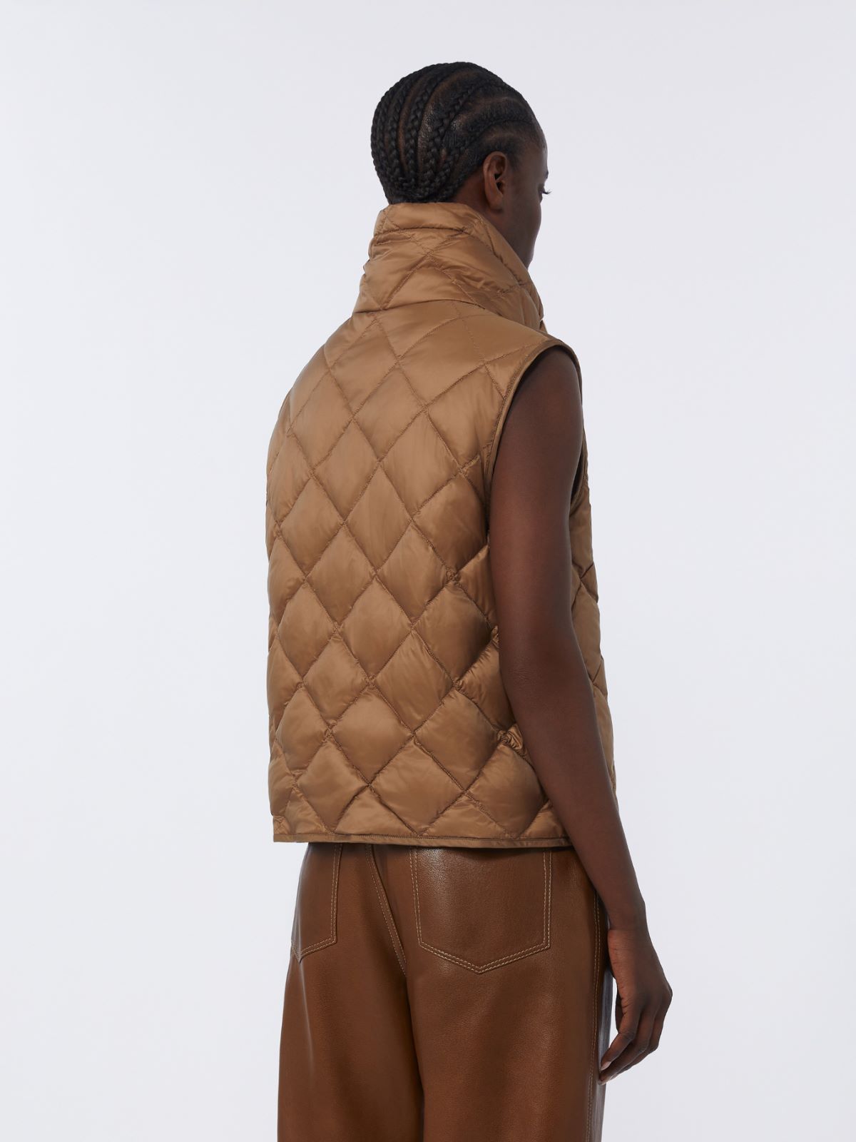 Padded water-repellent nylon canvas gilet - CARAMEL - Max Mara - 4