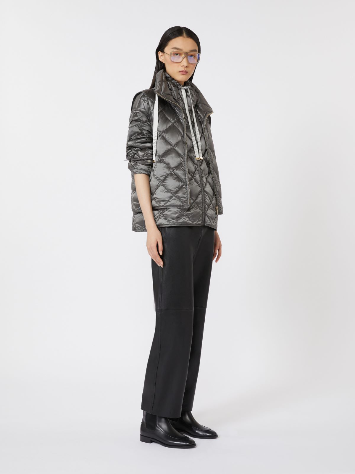 Padded water-repellent nylon canvas gilet + DARK GREY - Max Mara