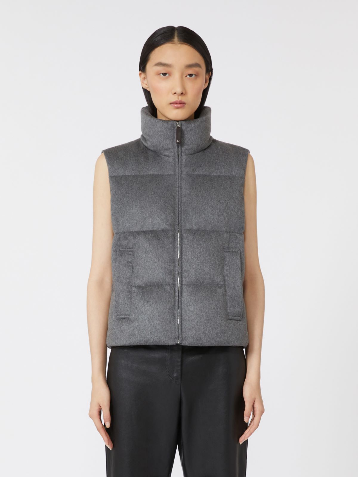 Water-repellent padded cashmere and canvas gilet - MEDIUM GREY - Max Mara - 4