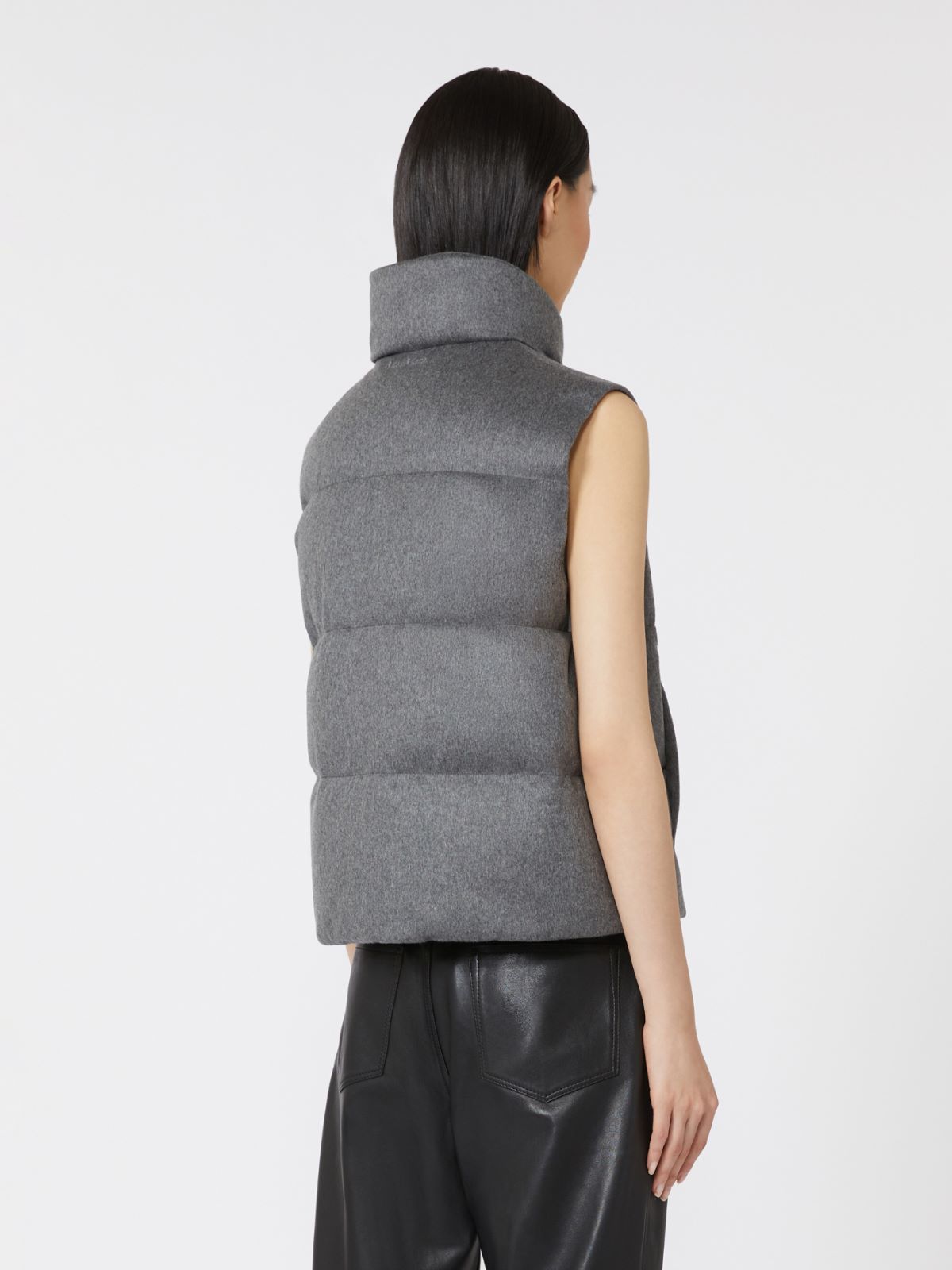 Water-repellent padded cashmere and canvas gilet - MEDIUM GREY - Max Mara - 4