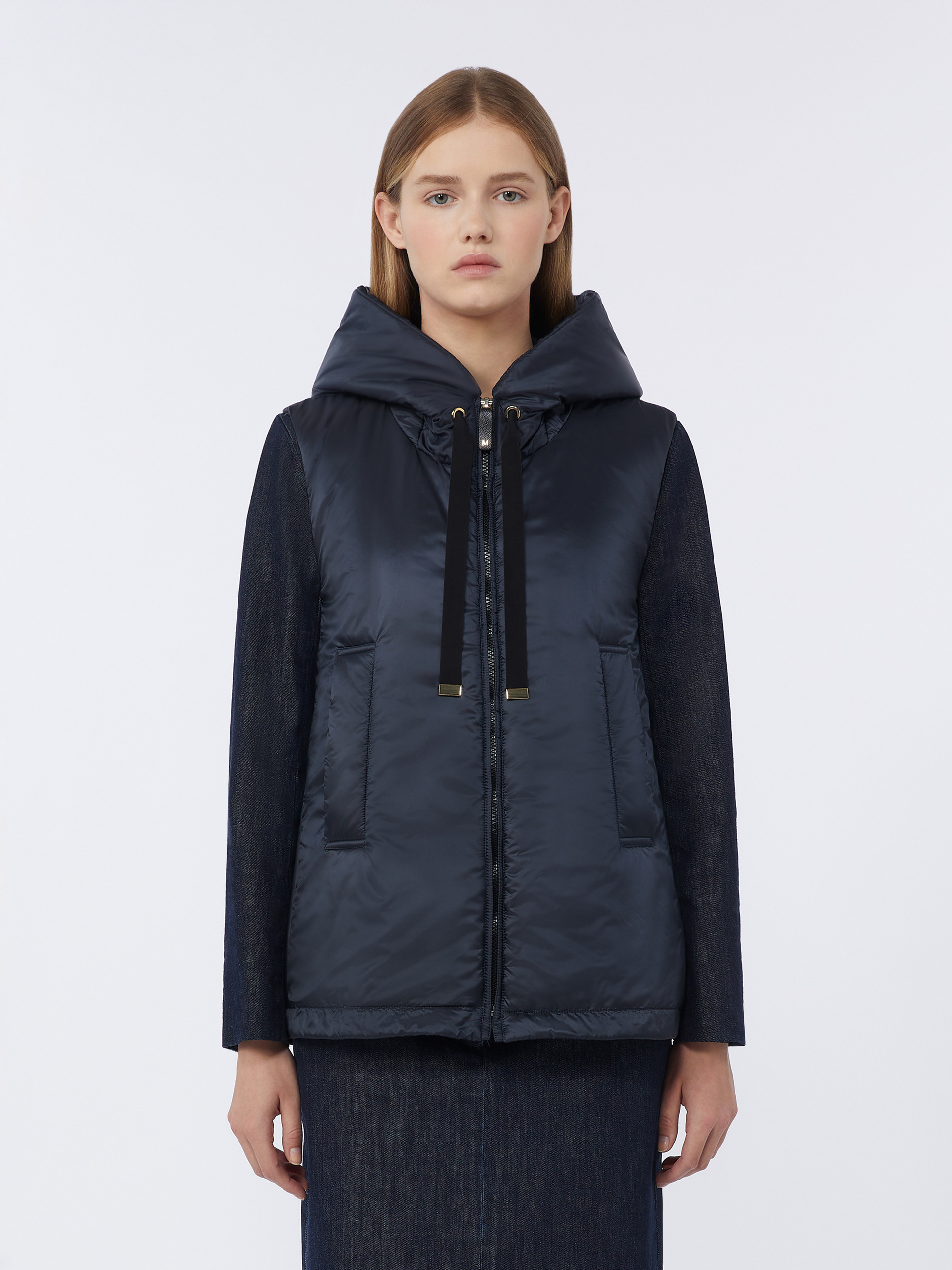 Water-repellent padded canvas hooded gilet - MIDNIGHTBLUE - Max Mara - 2