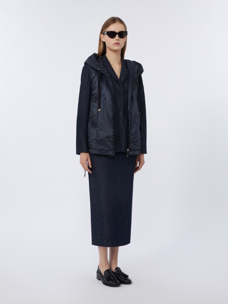 Water-repellent padded canvas hooded gilet - MIDNIGHTBLUE - Max Mara