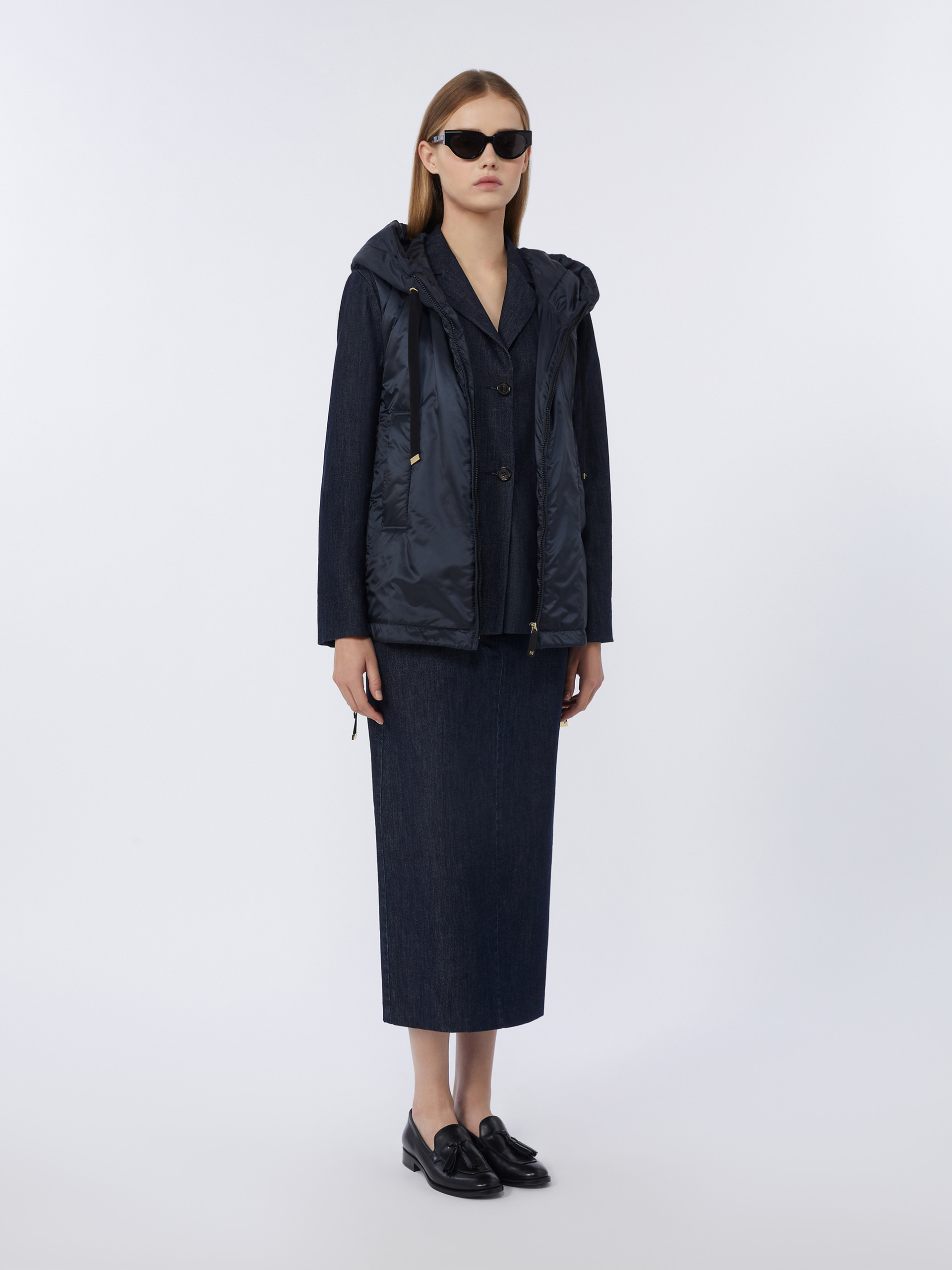 Water-repellent padded canvas hooded gilet - MIDNIGHTBLUE - Max Mara