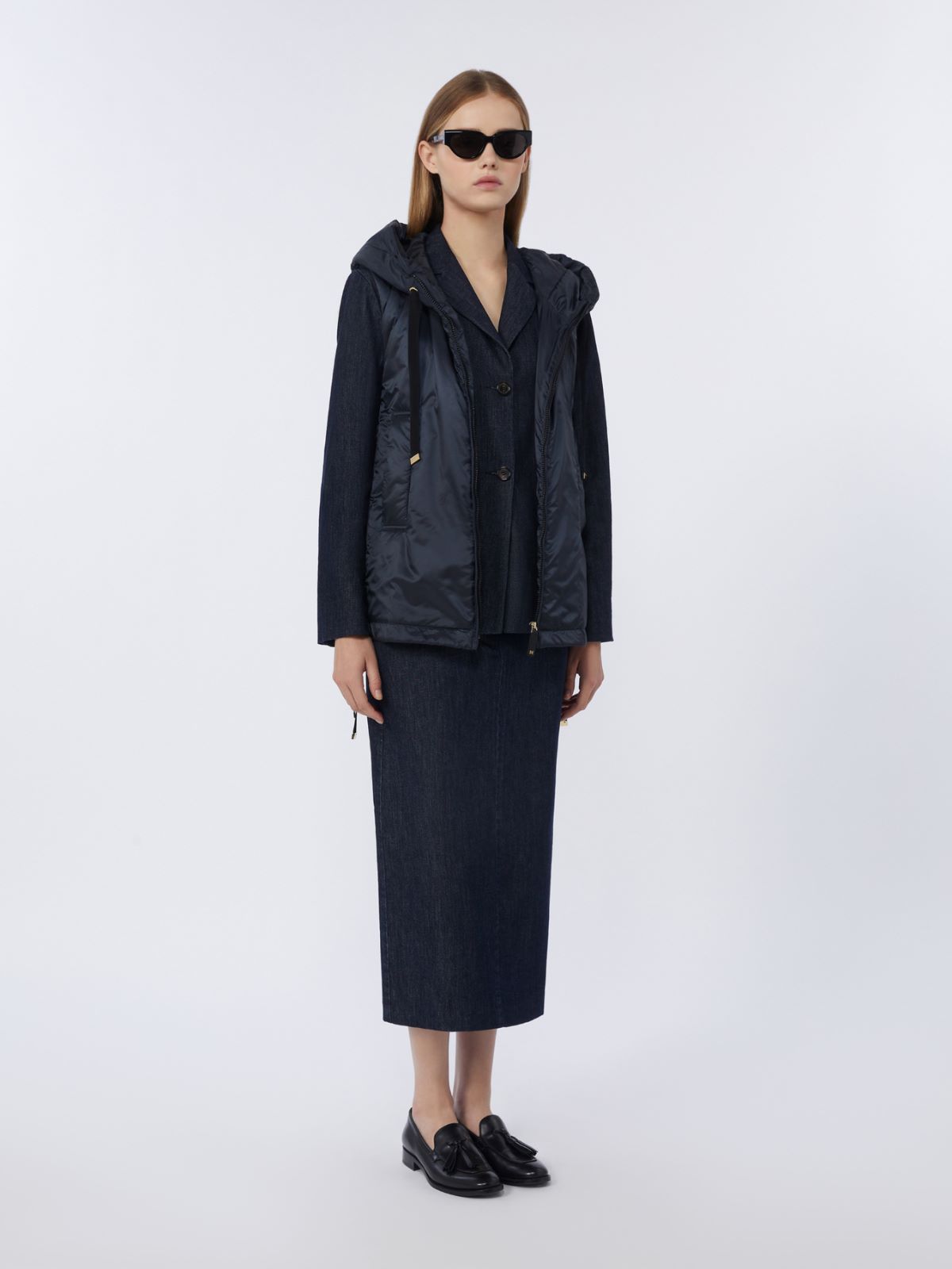 Water-repellent padded canvas hooded gilet - MIDNIGHTBLUE - Max Mara - 4