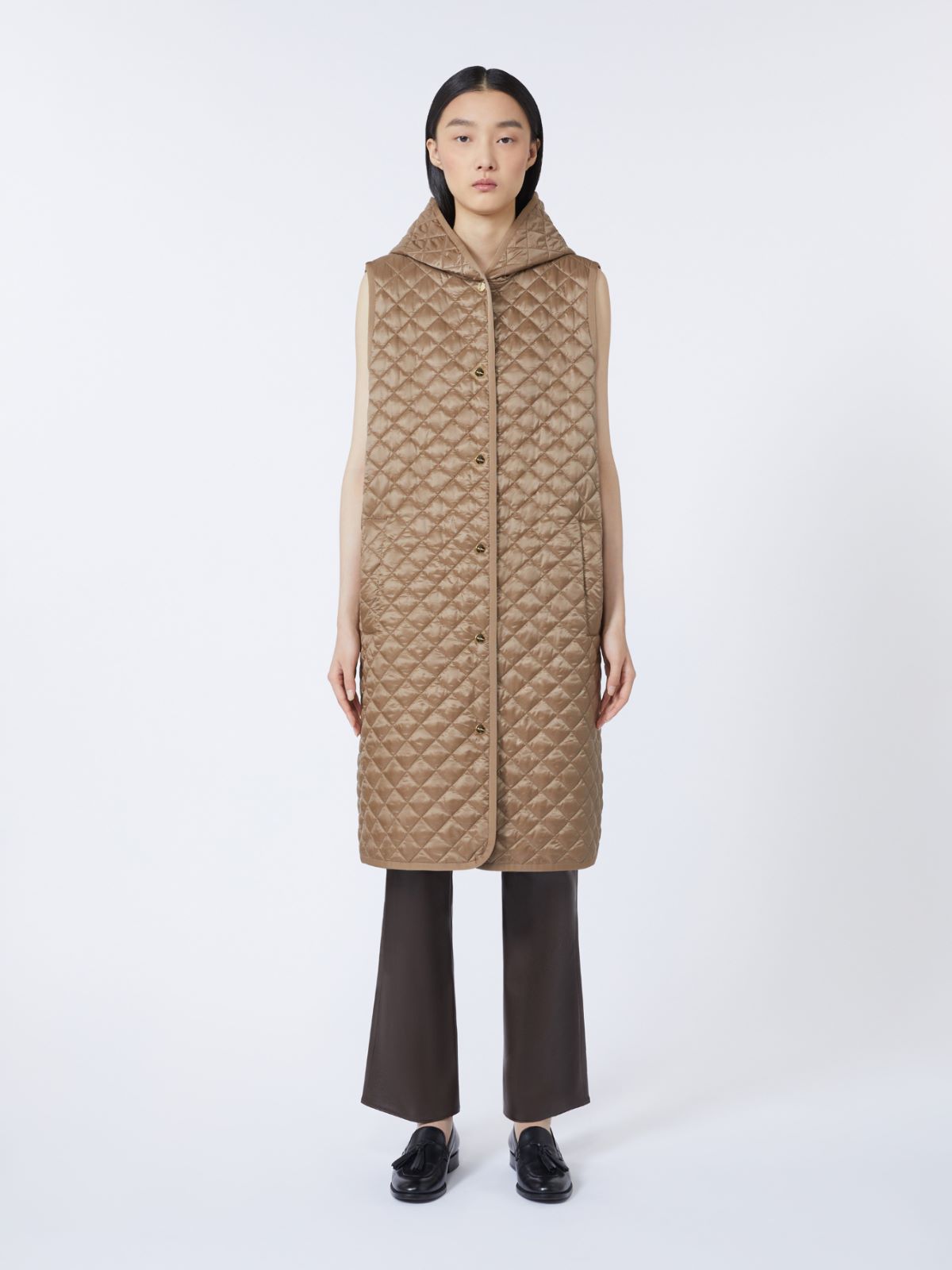 Long water-repellent canvas padded gilet - HAZELNUT BROWN - Max Mara - 6