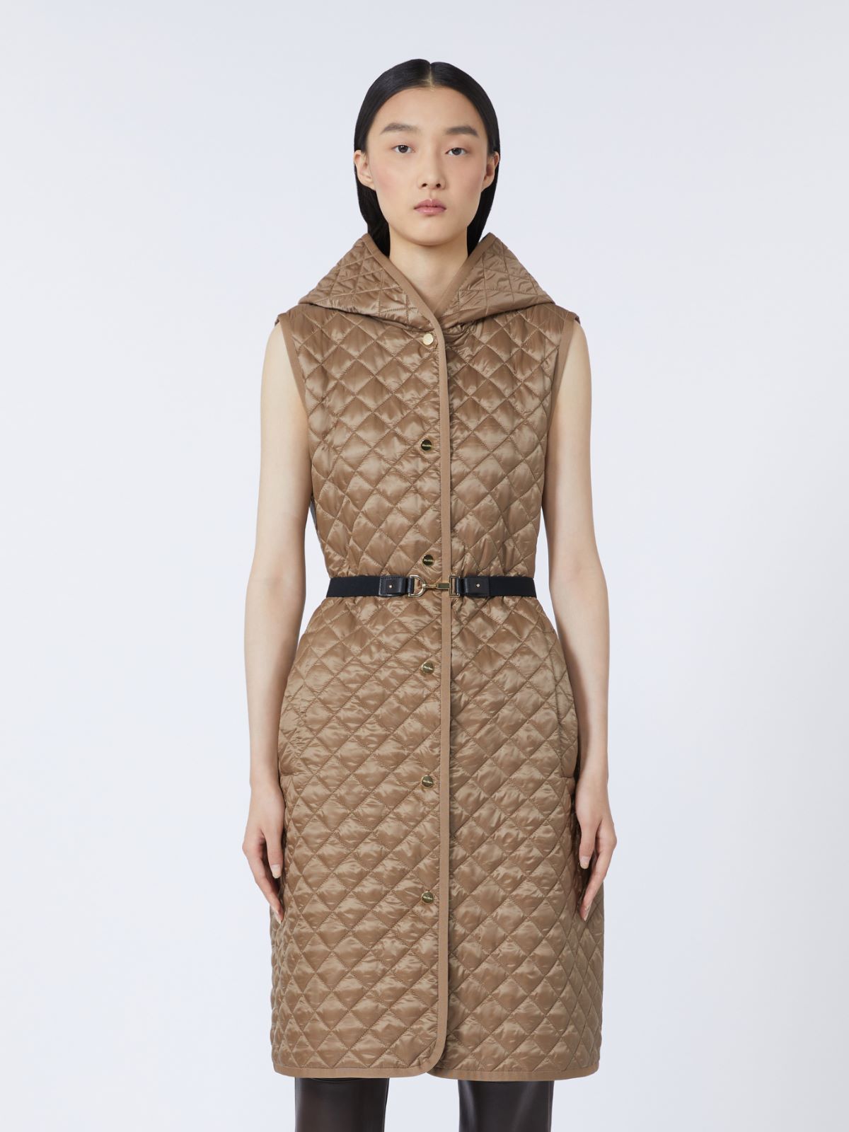 Long water-repellent canvas padded gilet - HAZELNUT BROWN - Max Mara - 6