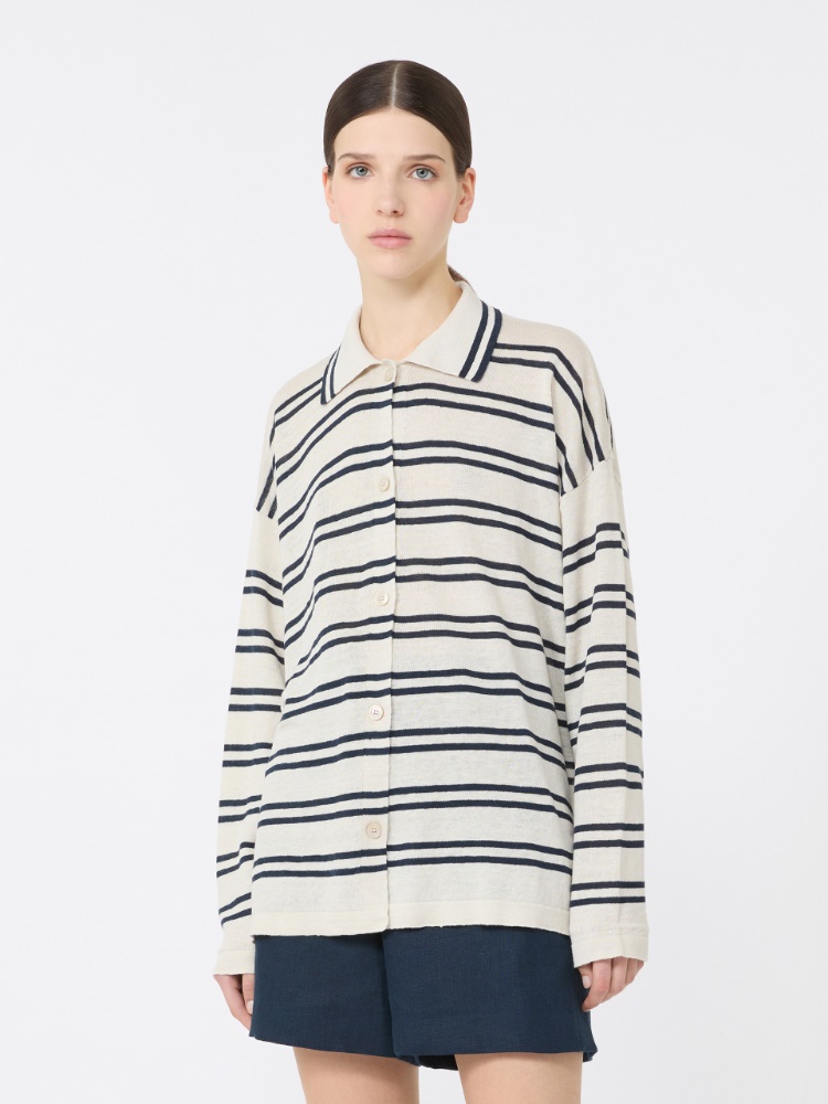 Linen yarn cardigan - WHITE - 2