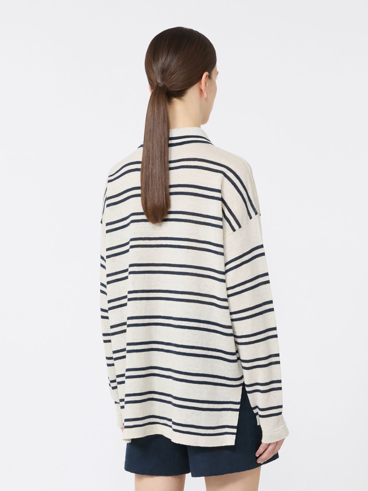 Linen yarn cardigan - WHITE - 3