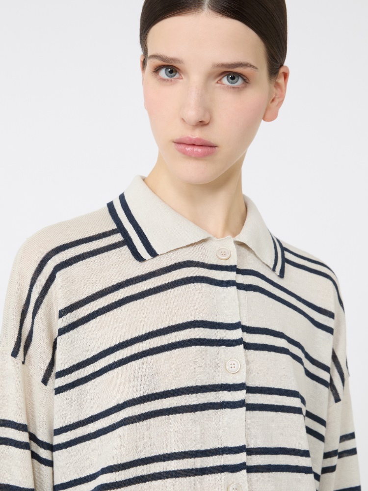 Linen yarn cardigan - WHITE - 4