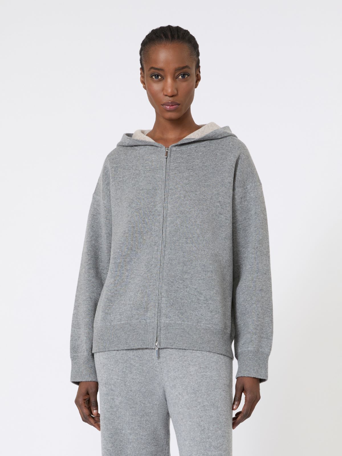 Wool and cashmere hooded cardigan - MEDIUM GREY - Max Mara - 5