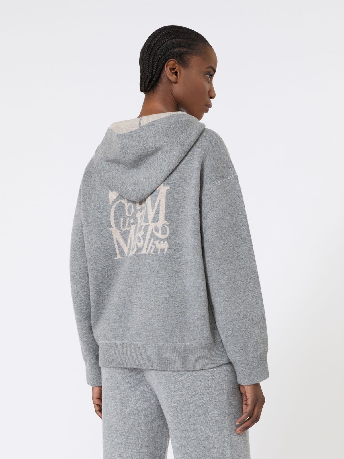 Wool and cashmere hooded cardigan - MEDIUM GREY - Max Mara - 5