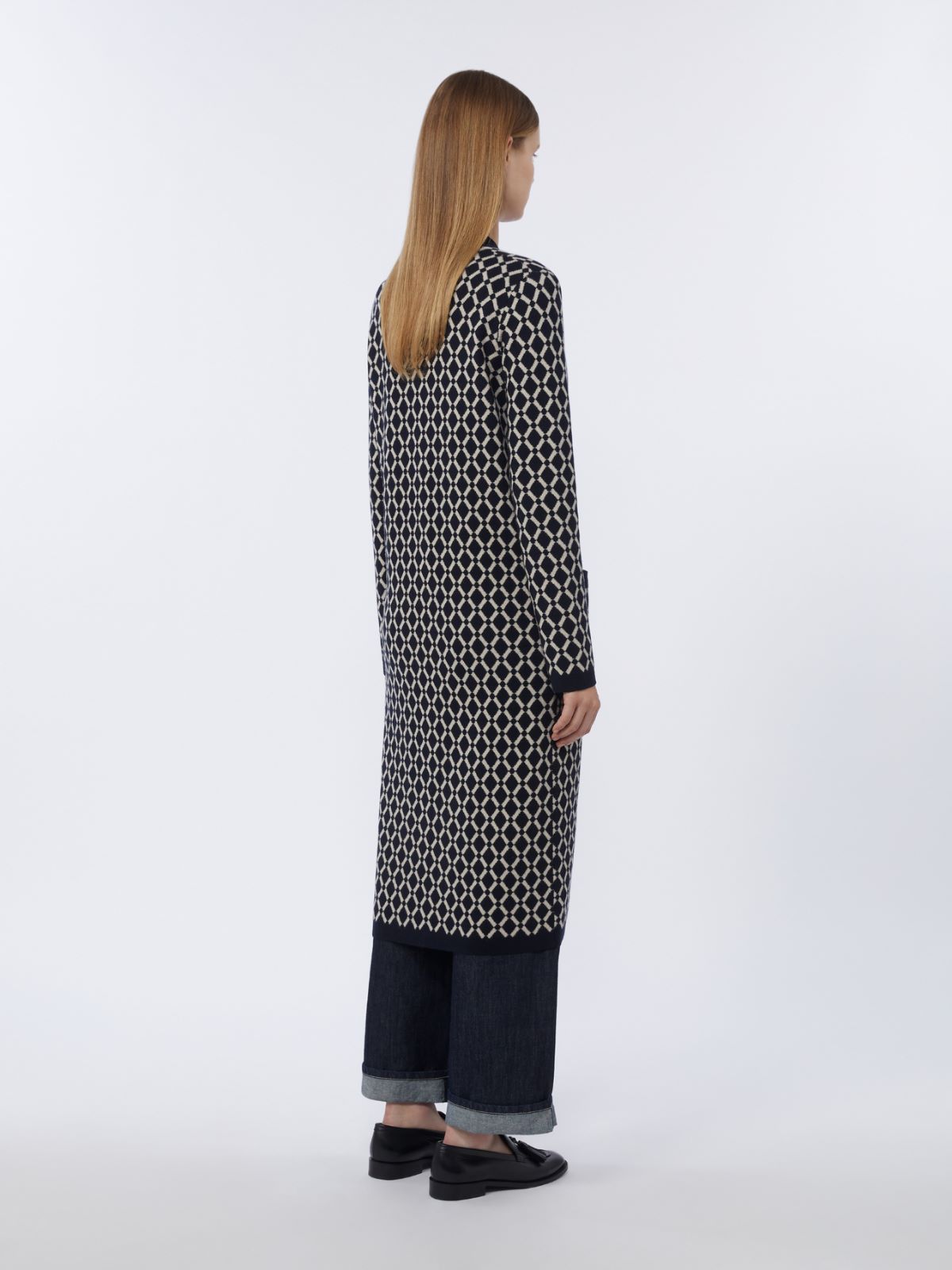 Long jacquard wool cardigan - ULTRAMARINE - Max Mara - 4