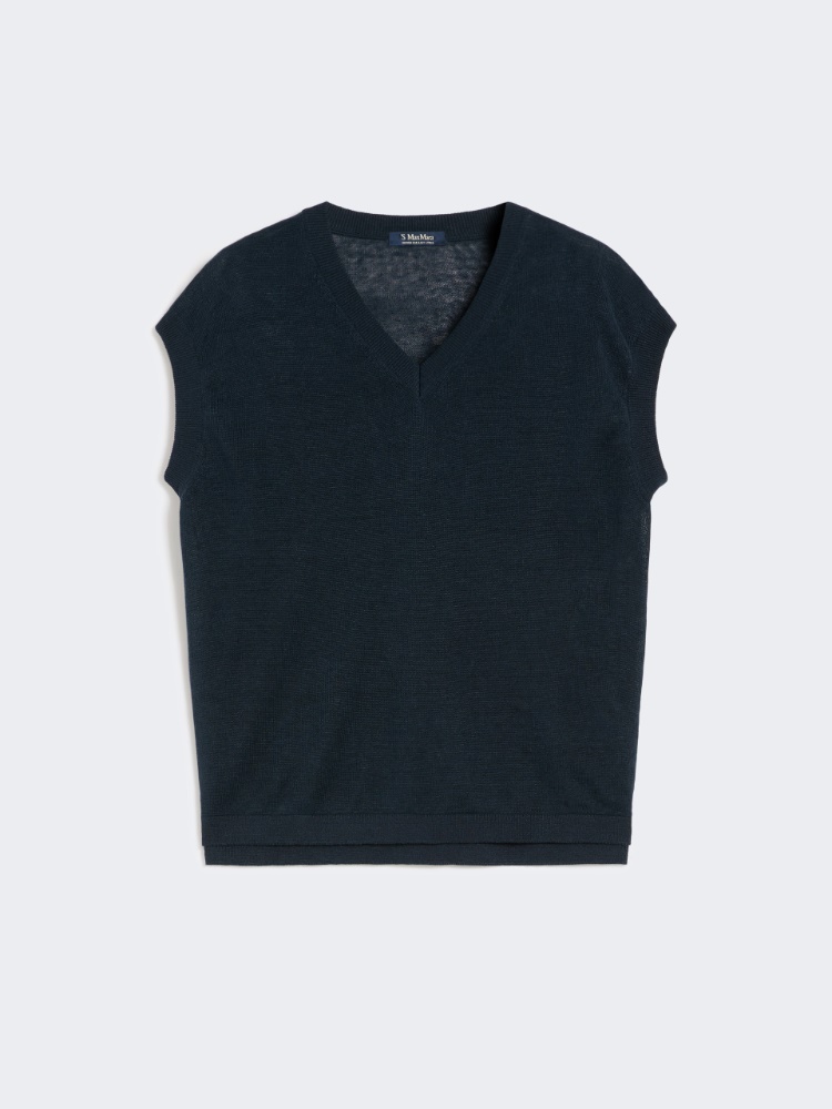 Linen yarn waistcoat - NAVY - Max Mara