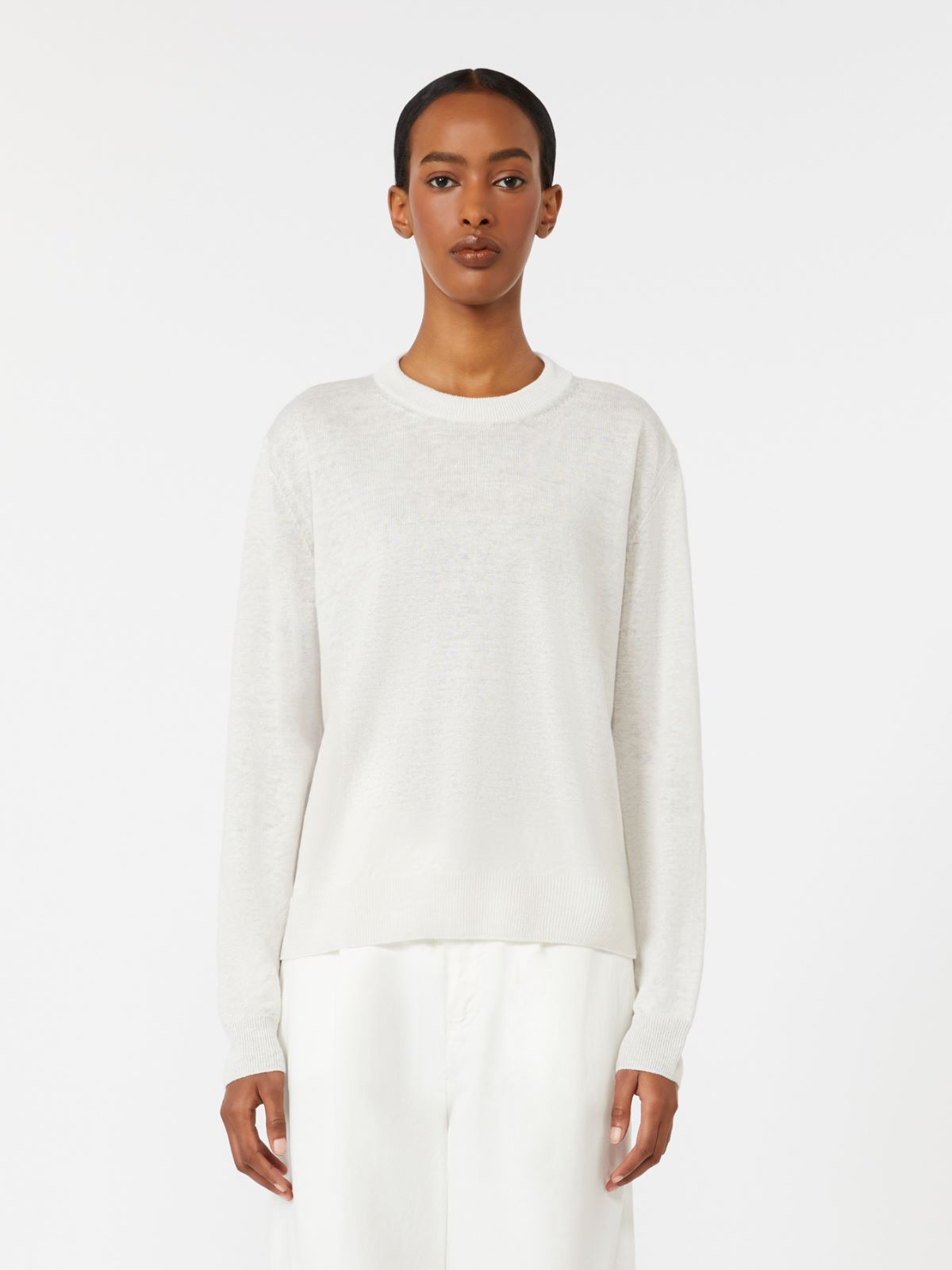 Linen yarn crew-neck sweater - MILK - Max Mara - 2