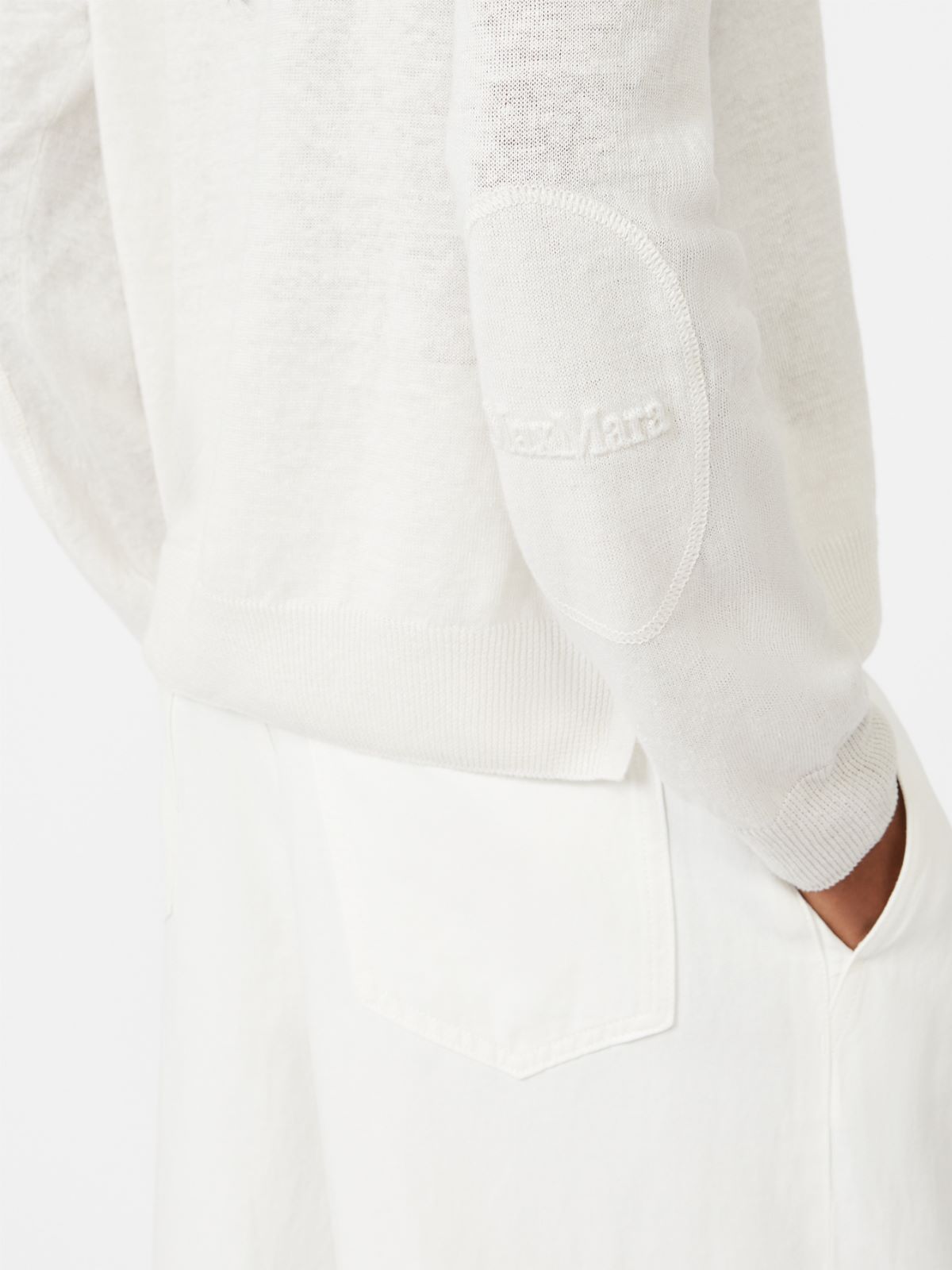 Linen yarn crew-neck sweater - MILK - Max Mara - 4