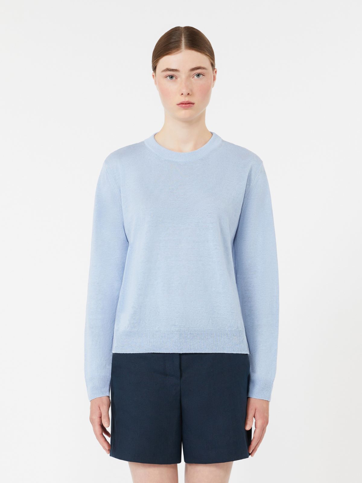 Linen yarn crew-neck sweater - SKY BLUE - Max Mara - 2