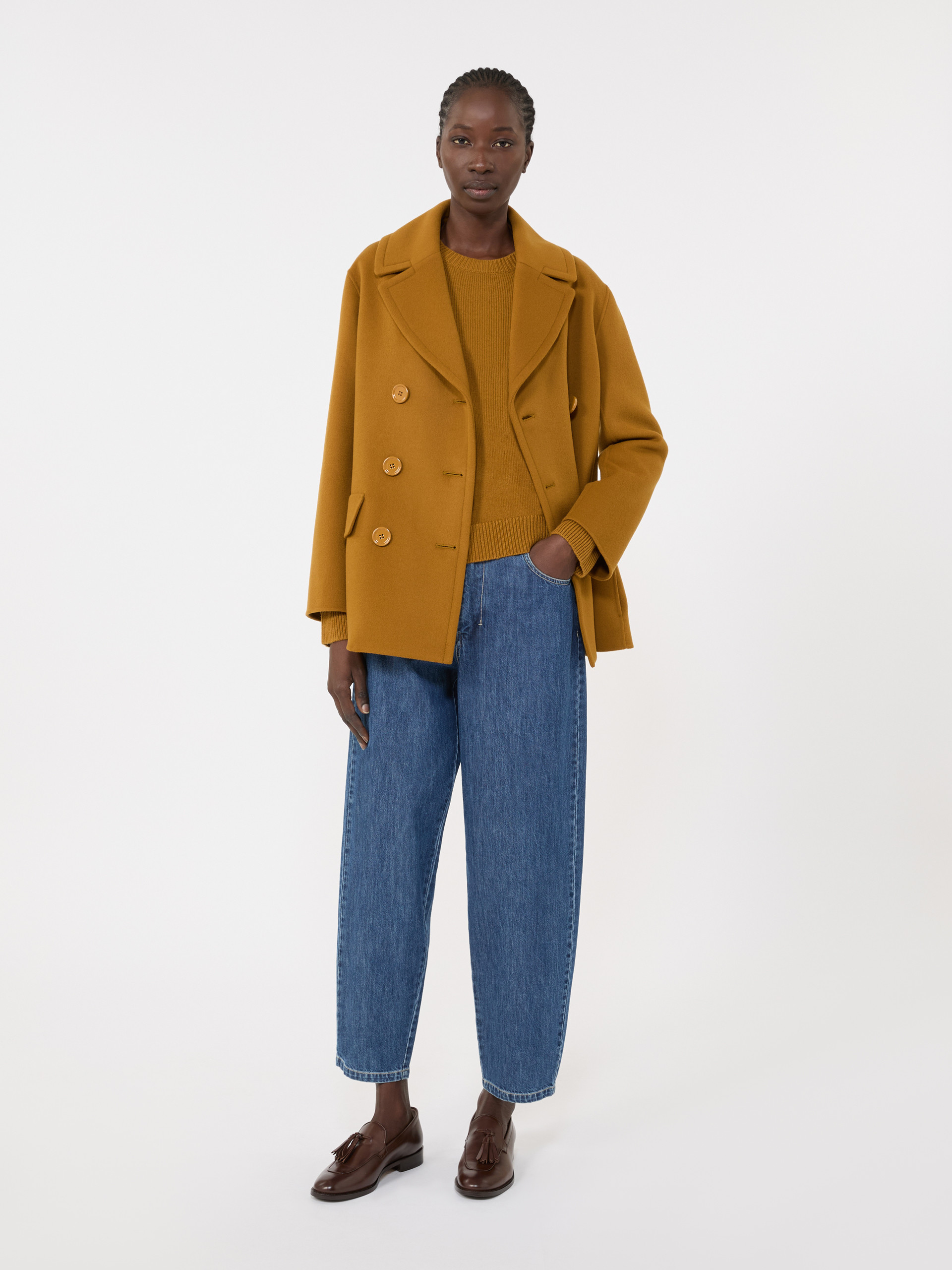 Wool and cashmere sweater with patch detail - MUSTARD - Max Mara