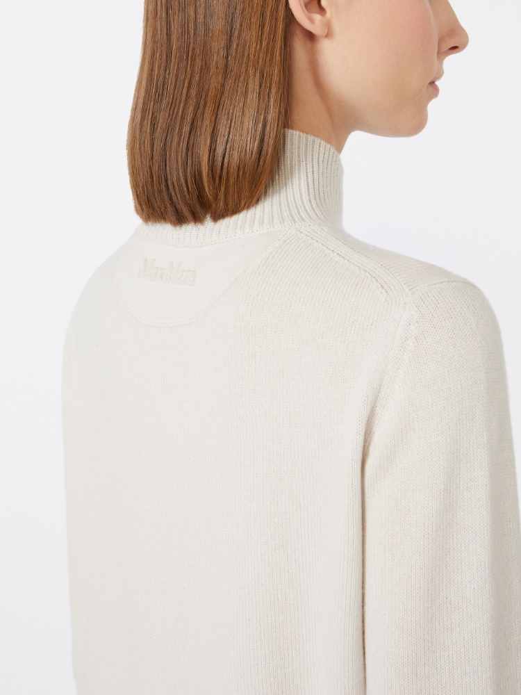 Wool and cashmere polo-neck sweater - SAND - 4