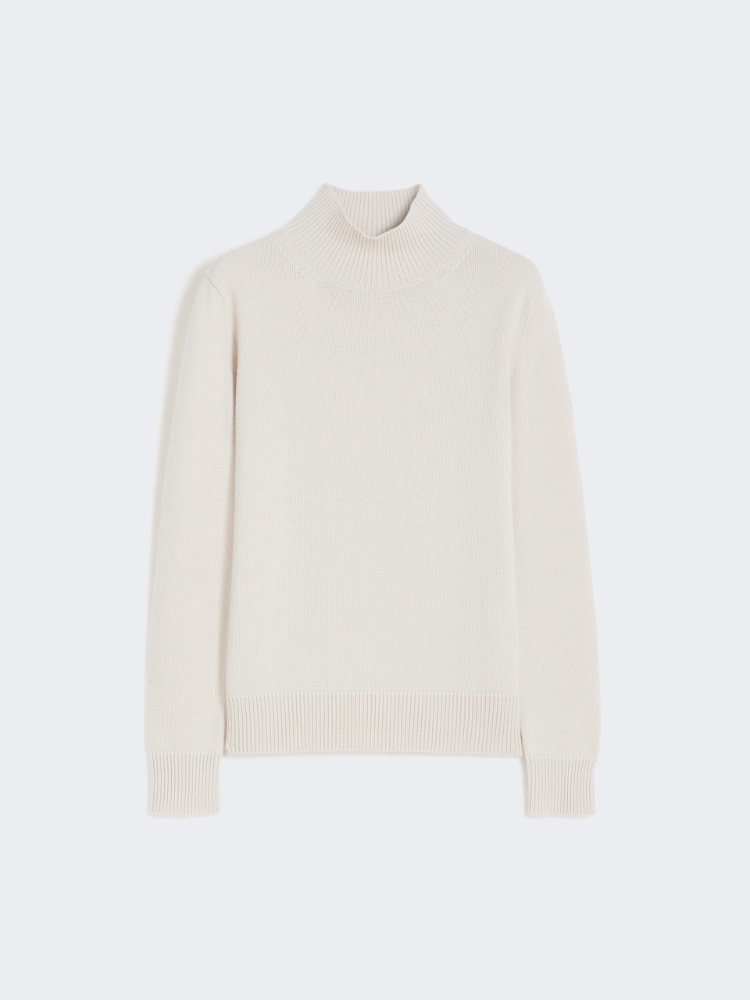 Wool and cashmere polo-neck sweater - SAND