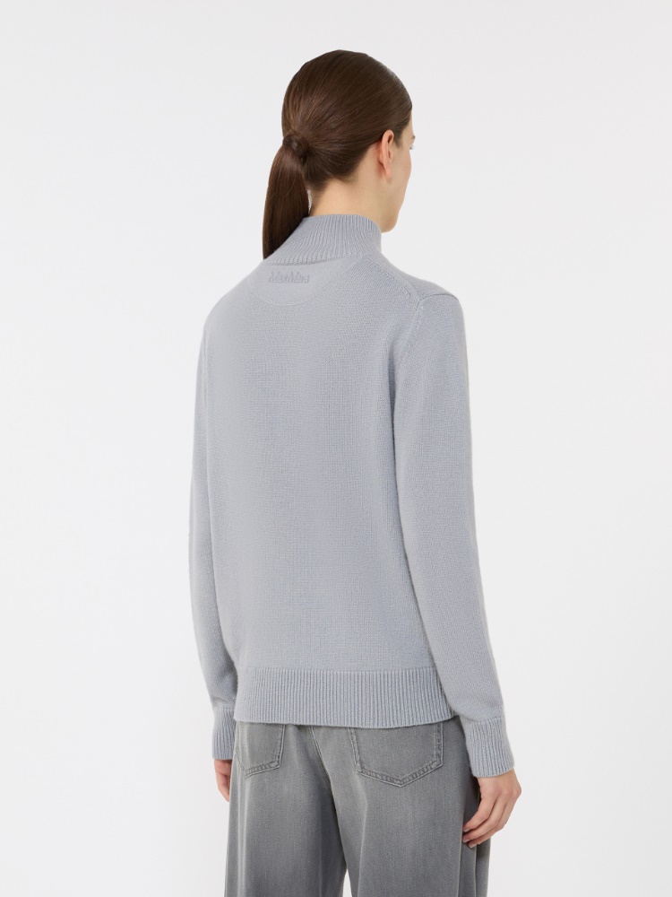 Wool and cashmere polo-neck sweater - LIGHT BLUE - 3