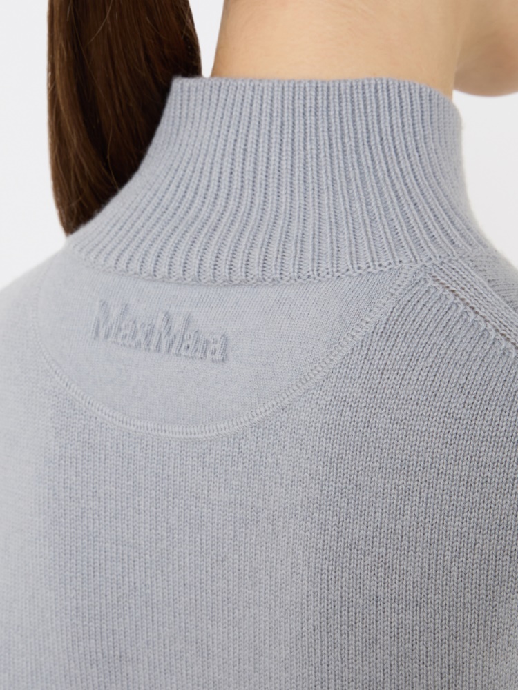 Wool and cashmere polo-neck sweater - LIGHT BLUE - 4