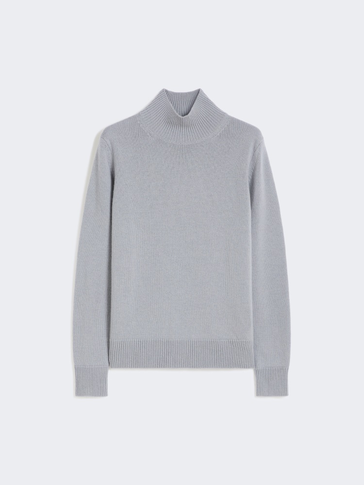 Wool and cashmere polo-neck sweater - LIGHT BLUE - 5
