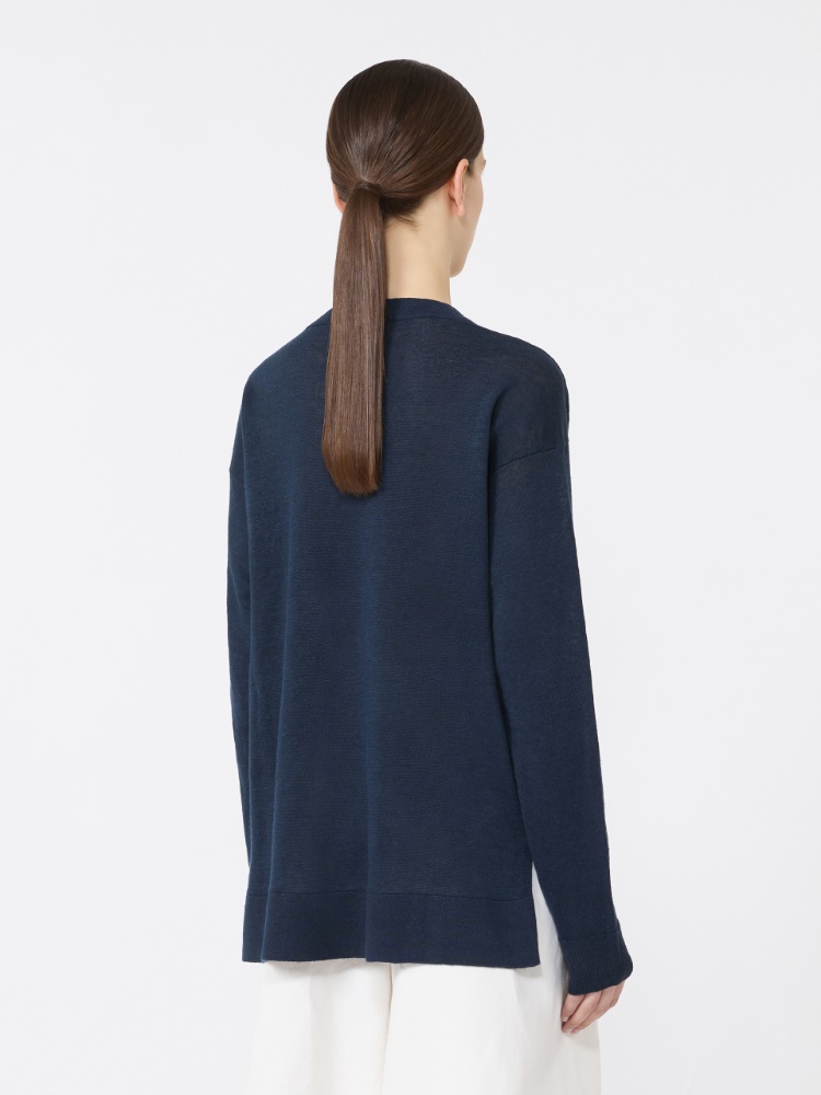 Linen yarn sweater - NAVY - 3