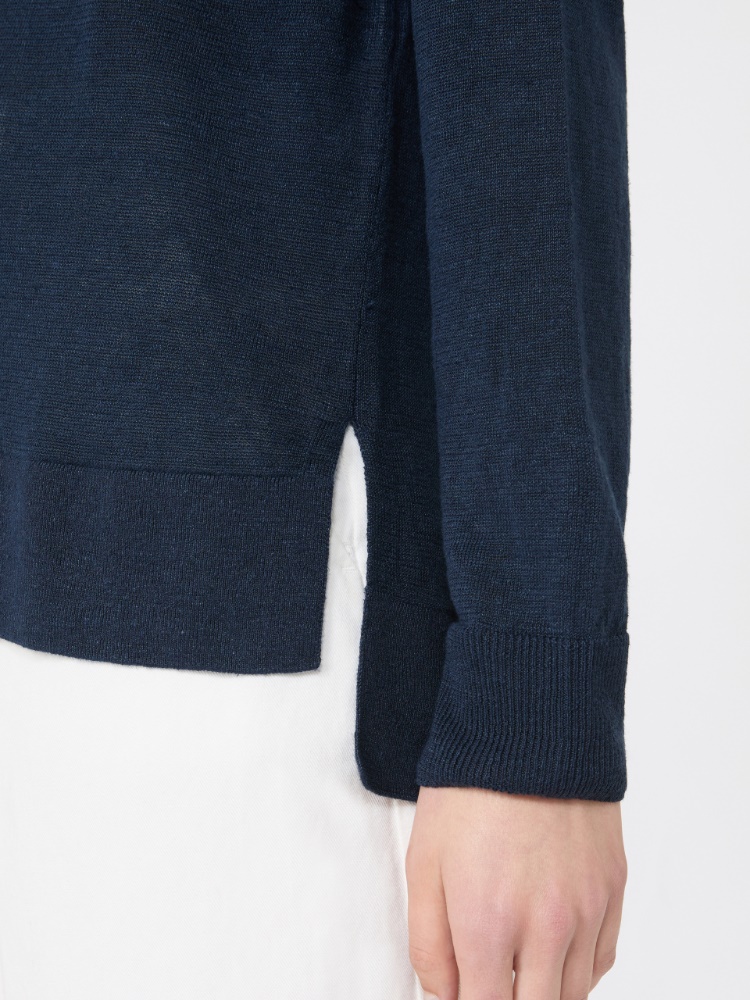Linen yarn sweater - NAVY - 4