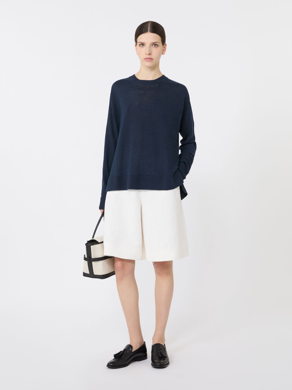 Linen yarn sweater - NAVY