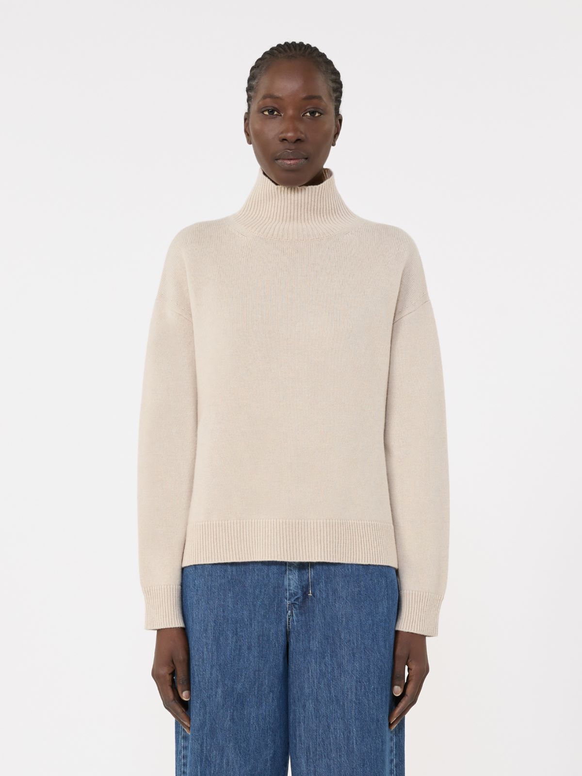 Boxy-fit wool and cashmere polo-neck sweater - WHITE - Max Mara - 4