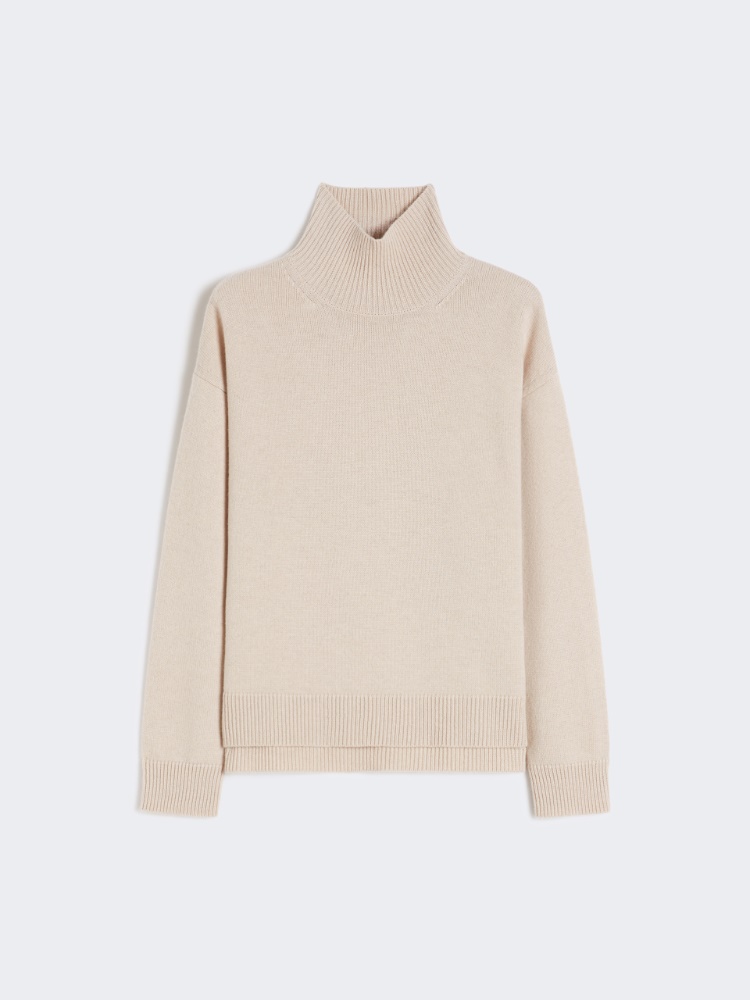 Boxy-fit wool and cashmere polo-neck sweater - WHITE - Max Mara