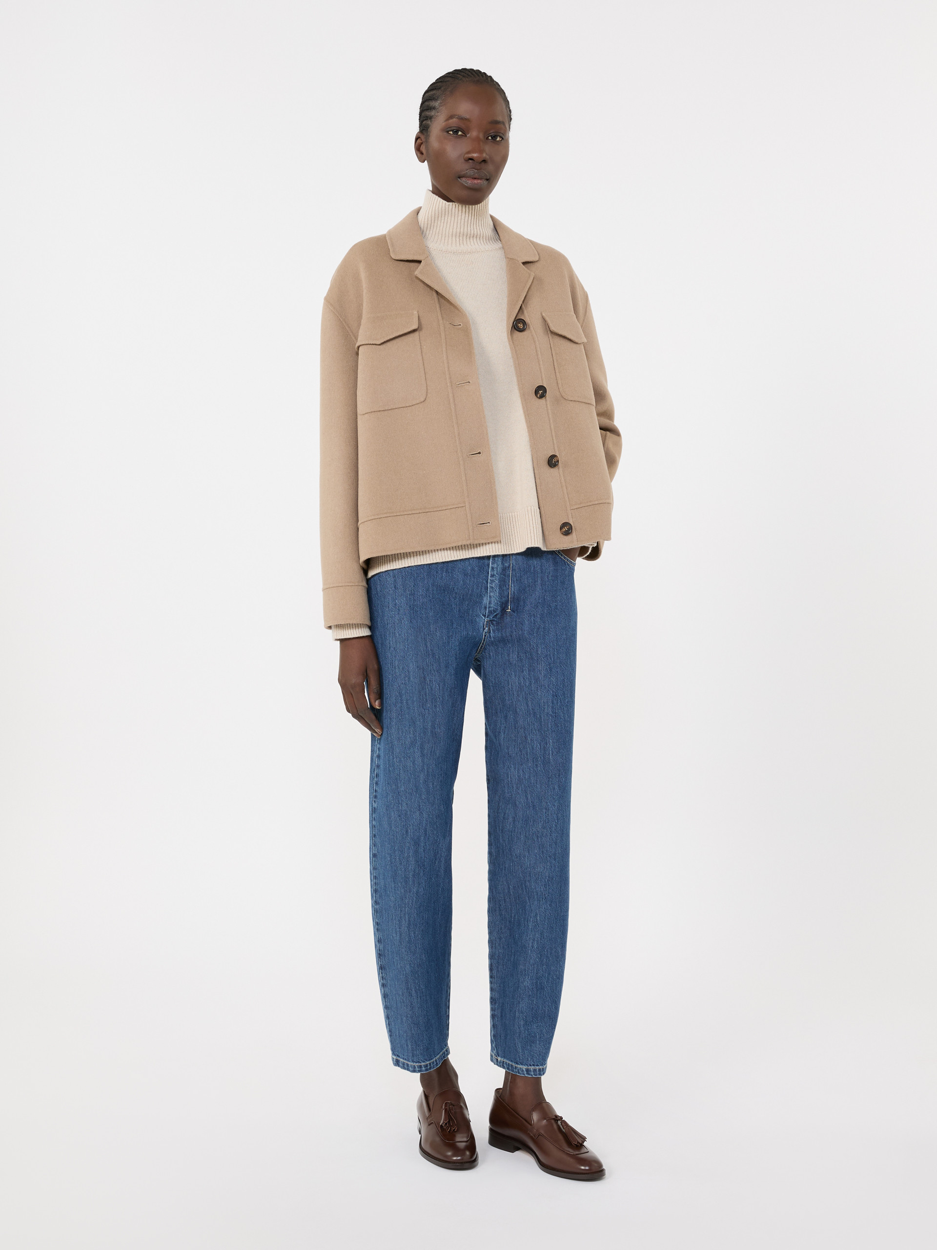 Boxy-fit wool and cashmere polo-neck sweater - WHITE - Max Mara