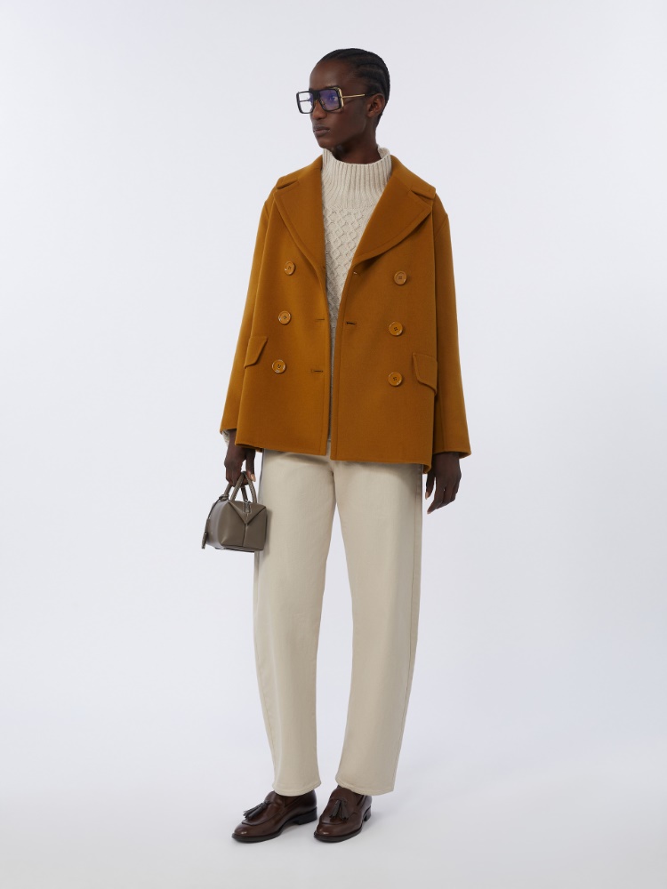 Cable-knit wool and cashmere polo-neck sweater + WHITE - Max Mara