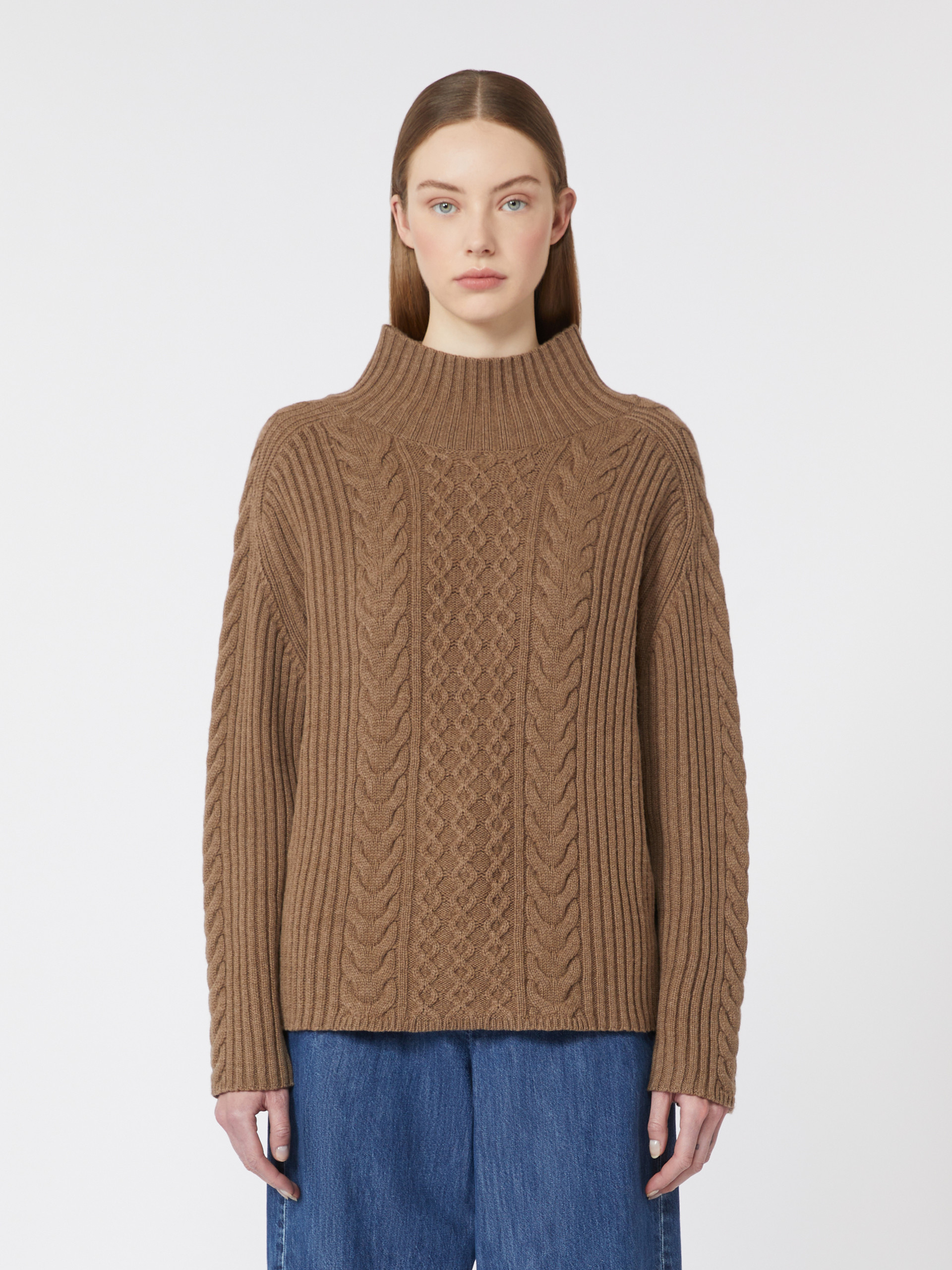 Cable-knit wool and cashmere polo-neck sweater - MUD - Max Mara - 2
