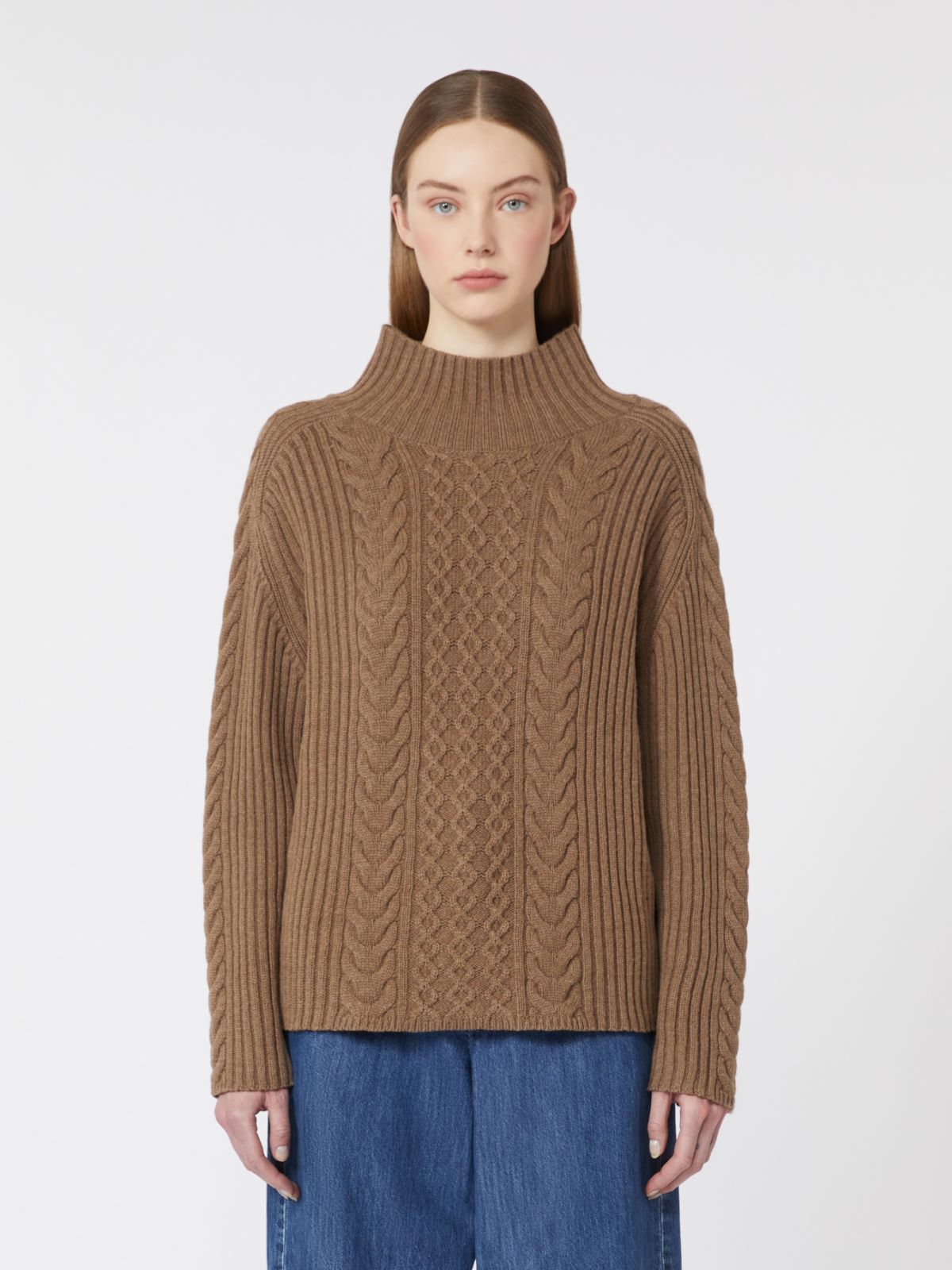 Cable-knit wool and cashmere polo-neck sweater - MUD - Max Mara - 4