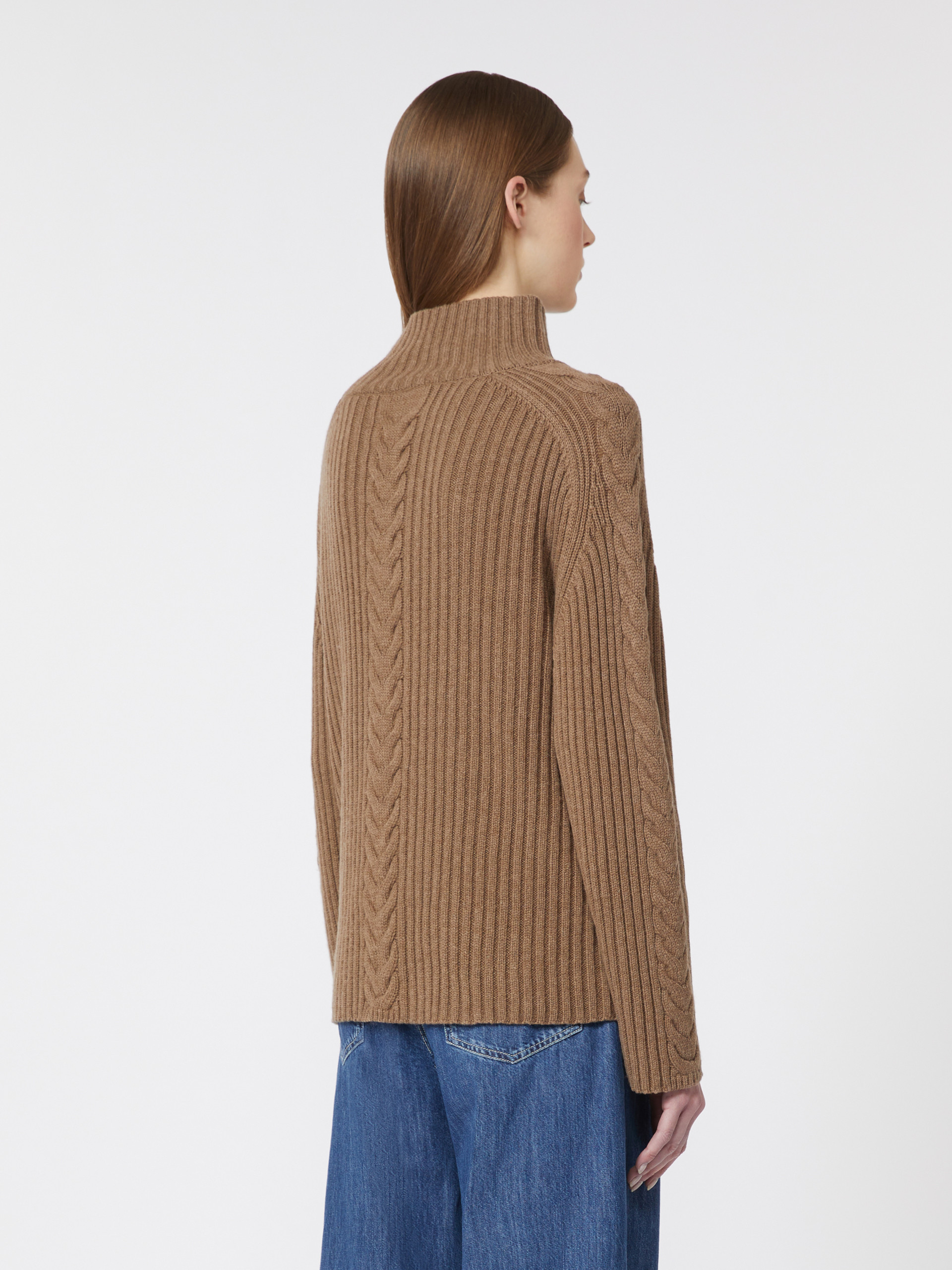 Cable-knit wool and cashmere polo-neck sweater - MUD - Max Mara - 3