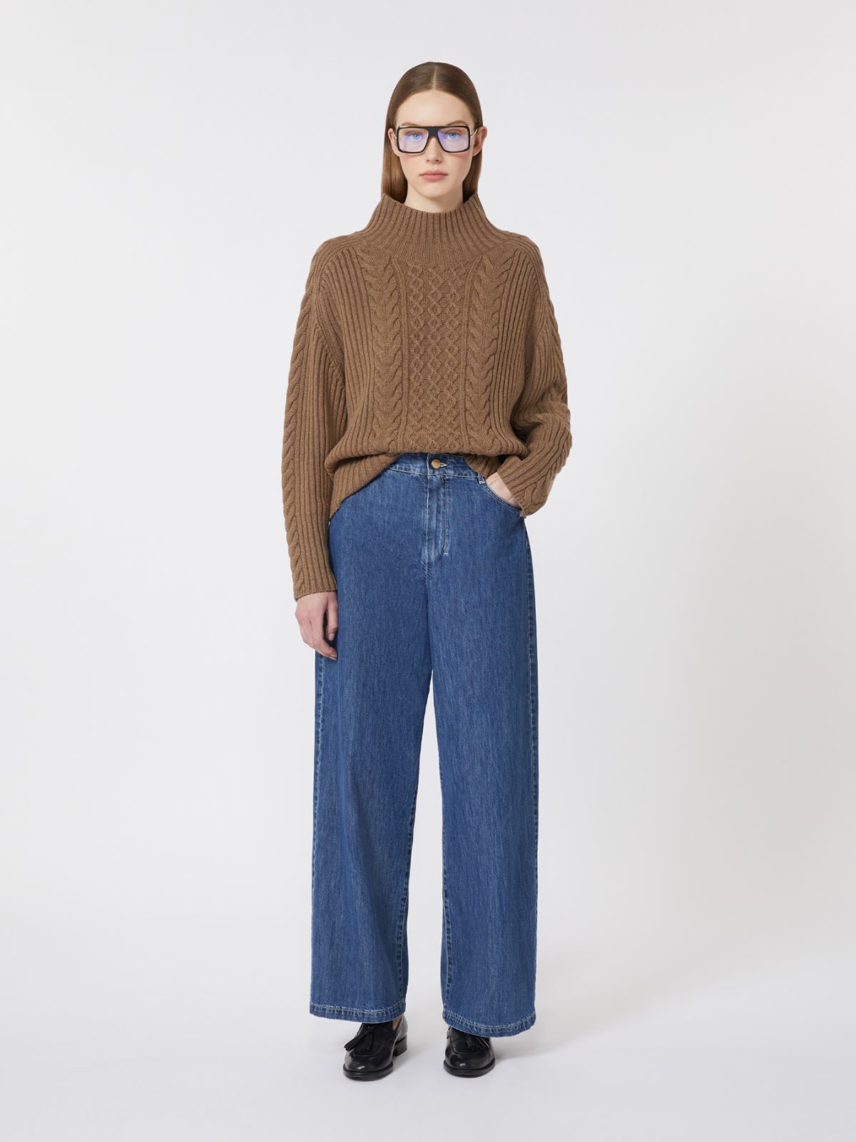Cable-knit wool and cashmere polo-neck sweater + MUD - Max Mara