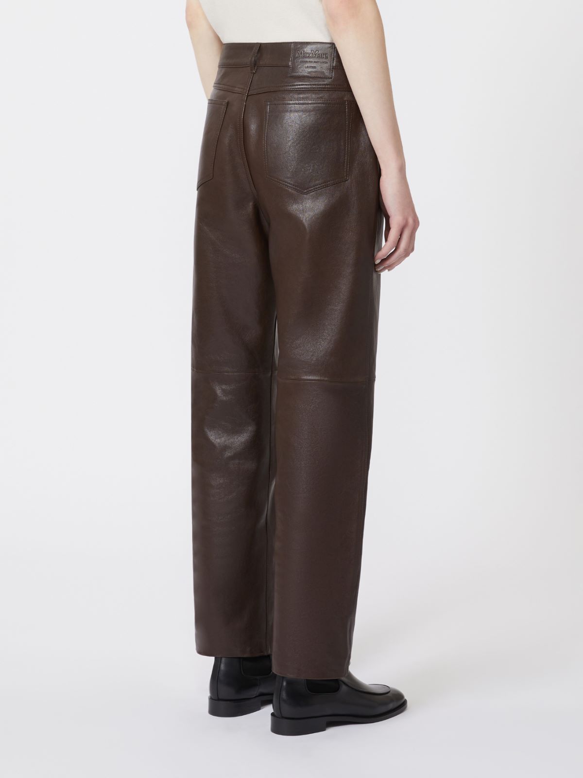 Nappa leather trousers - DARK BROWN - Max Mara - 5