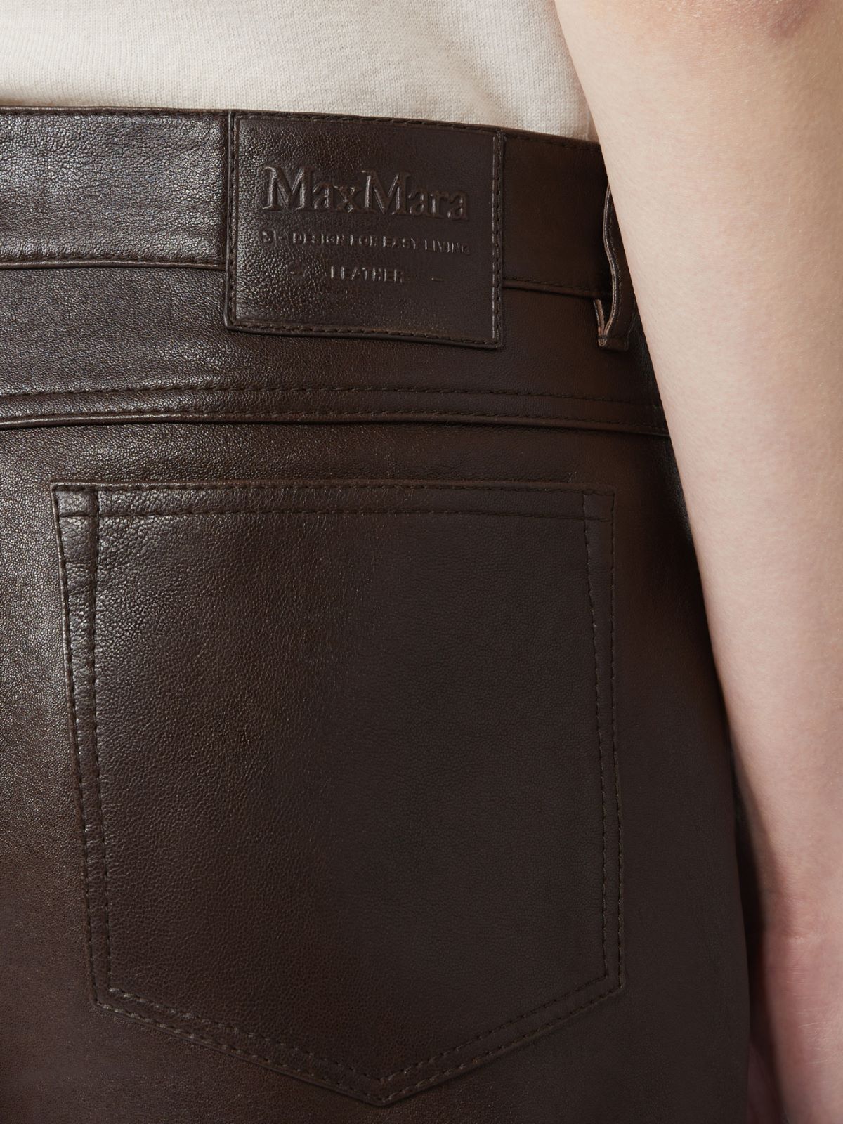 Nappa leather trousers - DARK BROWN - Max Mara - 5