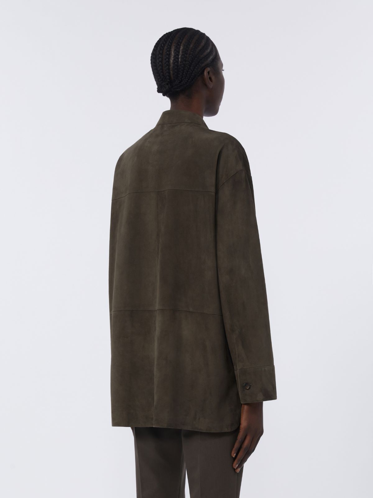 Topstitched suede jacket - GREEN - Max Mara - 4